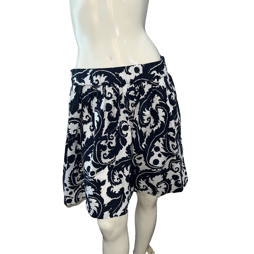 BANANA REPUBLIC Milly Collection Feathers Paisley Skirt 8 Navy White floral